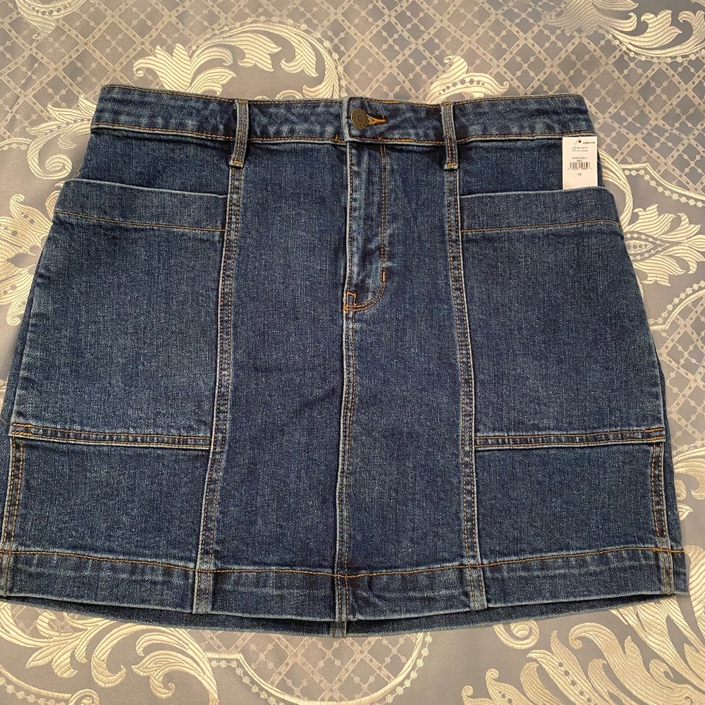 High-Waisted Utility Pocket Jean Skirt for Women